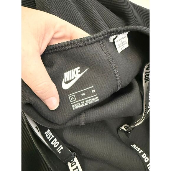 Nike Womens Black Sleeveless V-Neck Ribbed Just Do It Jumpsuit Size XL - Picture 5 of 5